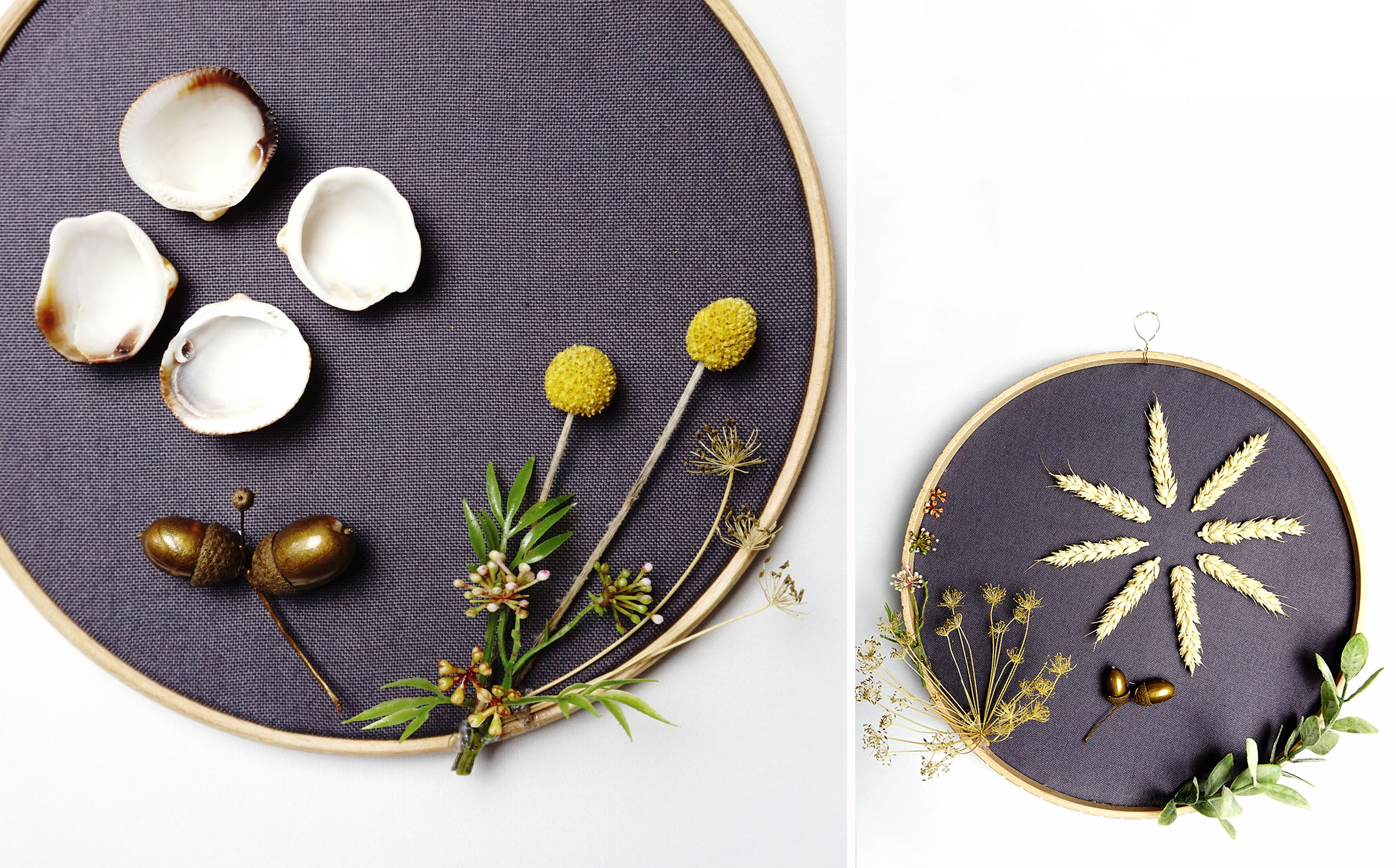 Herbstdeko basteln im Scandi Style – Stickrahmen mit Naturmaterialien dekorieren