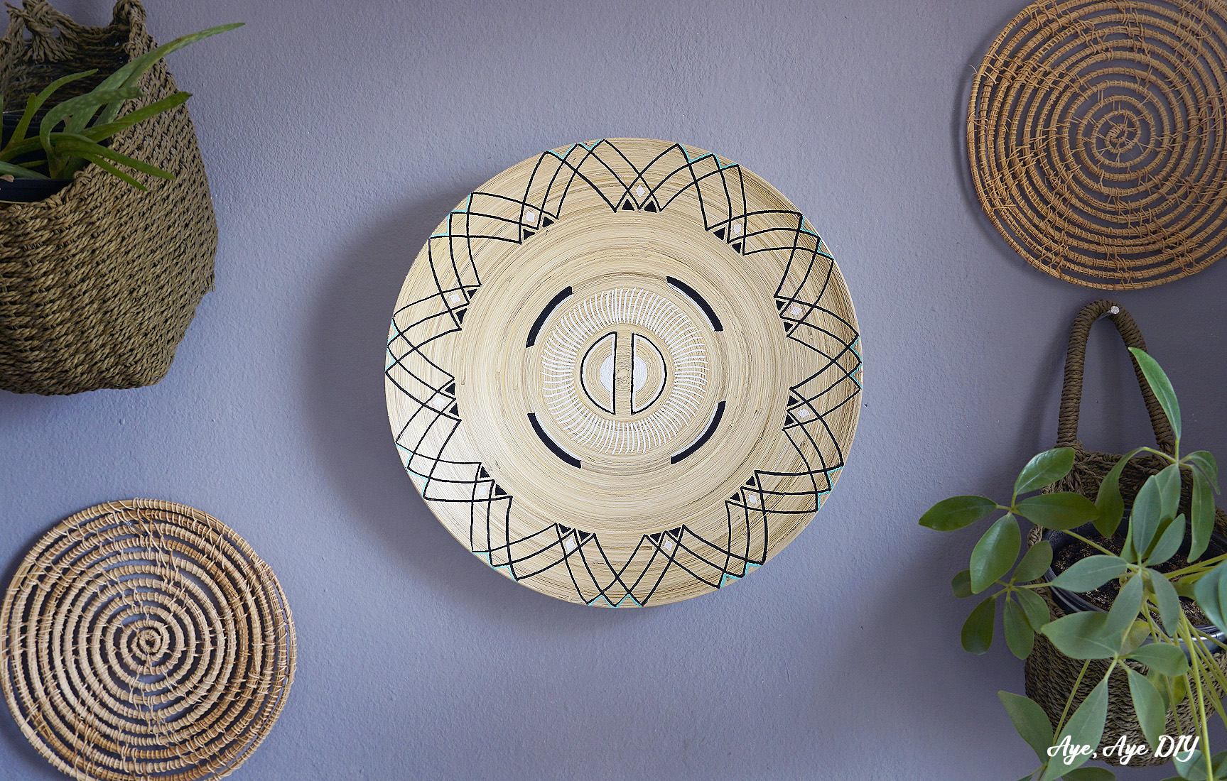 Boho IKEA Deko Idee Bambus Schale für Boho Wand bemalen mit PINTOR