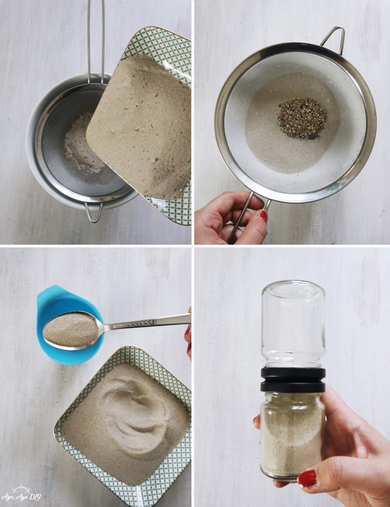 Sand filtern und DIY Sanduhr befüllen