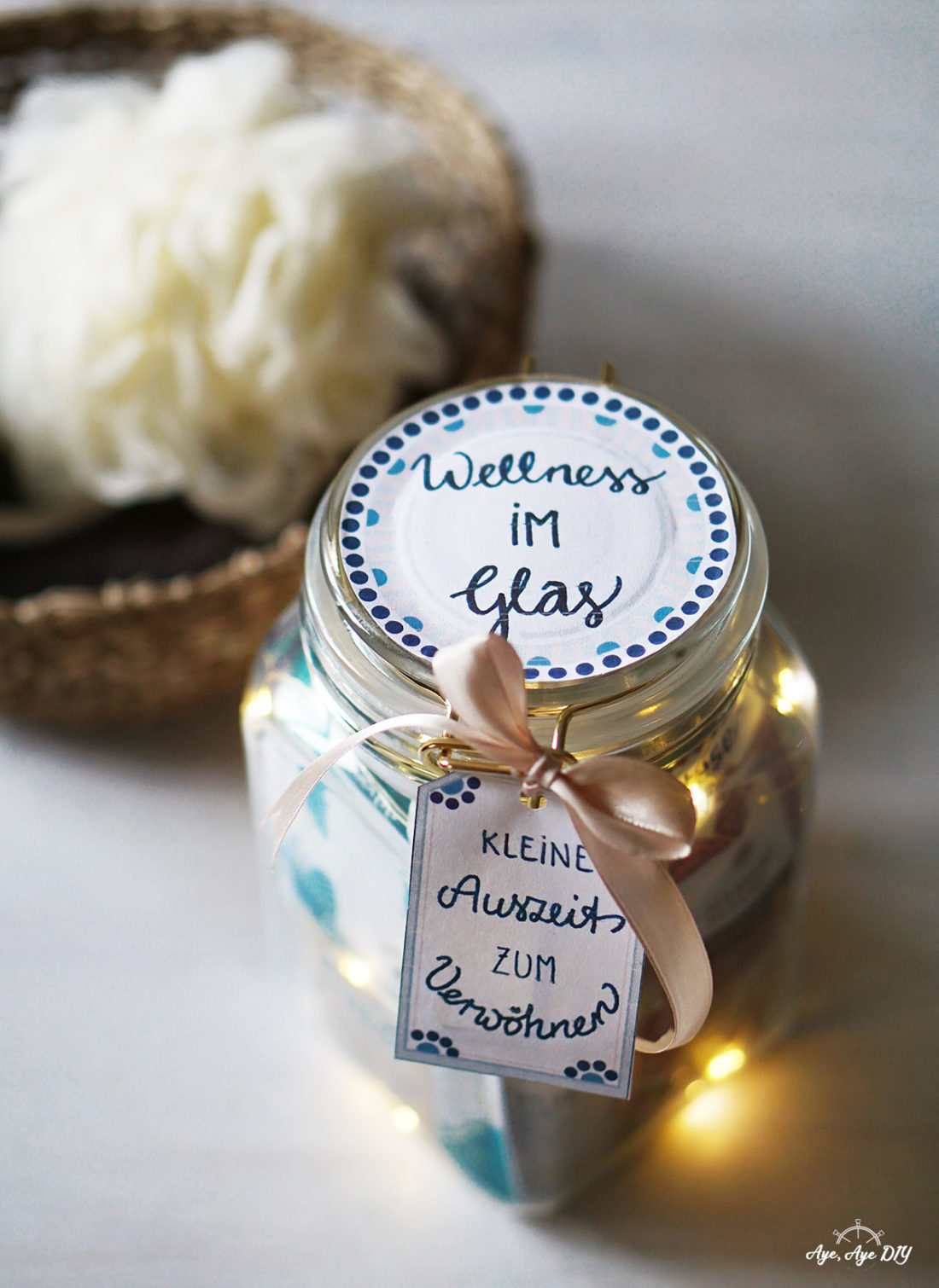 Wellness im Glas DIY Geschenk mit Gutschein basteln