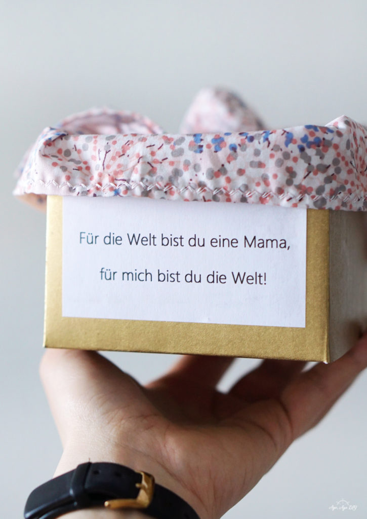 Schachtel basteln Geschenkidee Muttertag mit berührendem Spruch