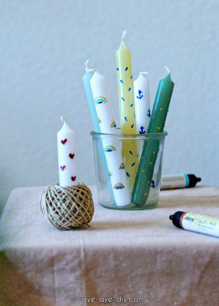 Kerzen bemalen Ideen zum Verzieren mit Candle Pens