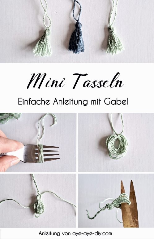 DIY Quasten: Mini Tasseln Anleitung zum Selbermachen mit Gabel